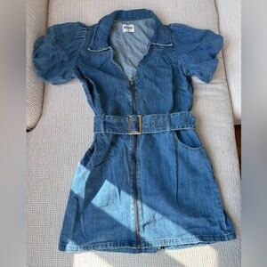 Show me your mumu belted denim mini dress